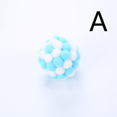 Cat Toy Colorful Plush Ball, Sounding Multi-color Rainbow Ball