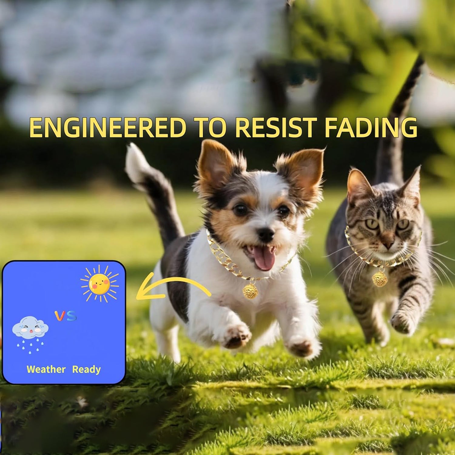 Gold Cat Chain Collar With Bell Lightweight Metal Necklace For Long Lasting Wear, Adjustable Jewelry For Cats And Dogs